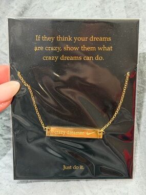 Nike Gold-tone Bar Necklace with Chain NWT!